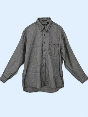 Osh Kosh B'Gosh Men's Black/White Houndstooth Long Sleeve Casual Shirt - L